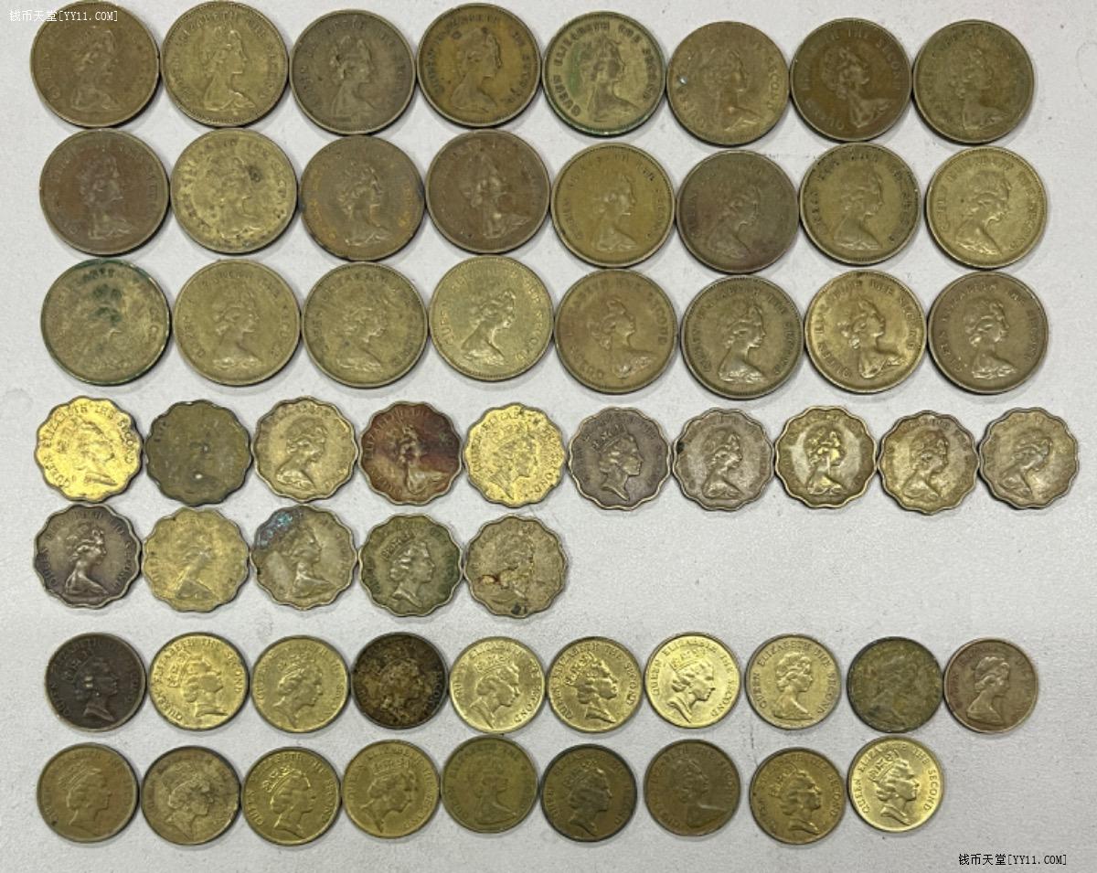 钱币天堂·交易区详情·58枚七十年代到九十年代香港英女王头像铜硬币