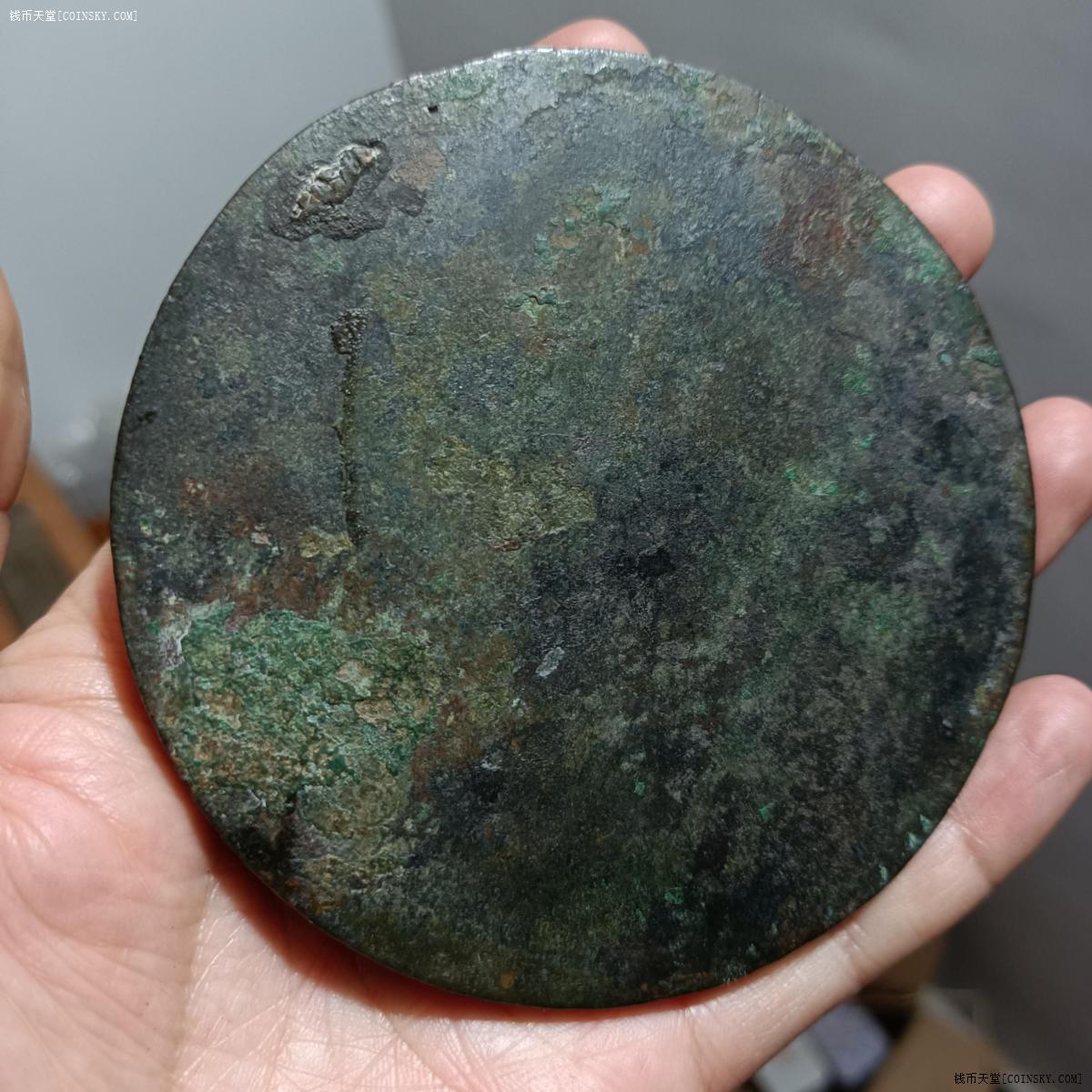 钱币天堂·交易区详情·大开门宋代铜镜-龟钮双鹤团花纹镜(周正尺寸10
