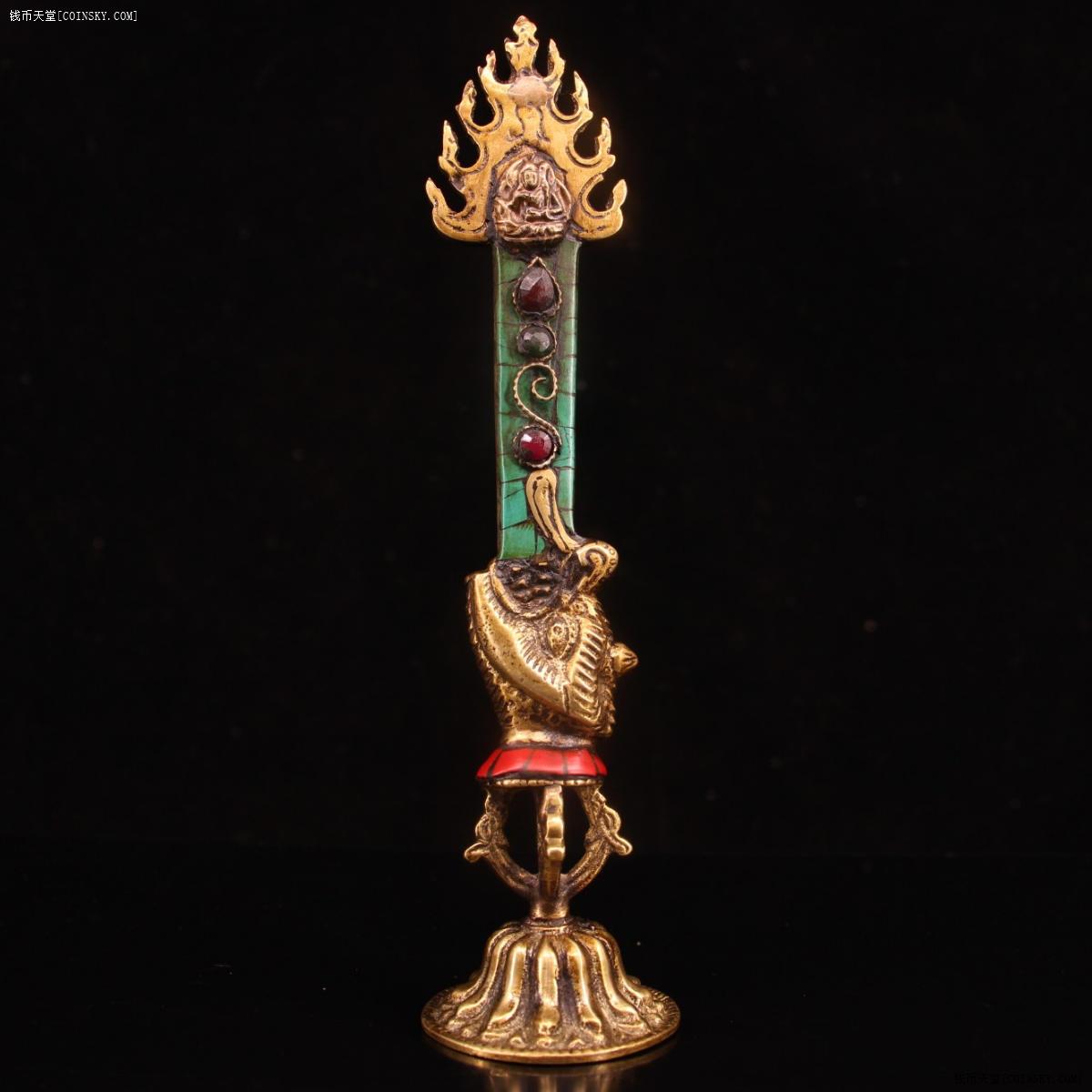 钱币天堂·交易区详情·西藏收 老纯铜纯手工打造文殊菩萨辟邪剑摆件