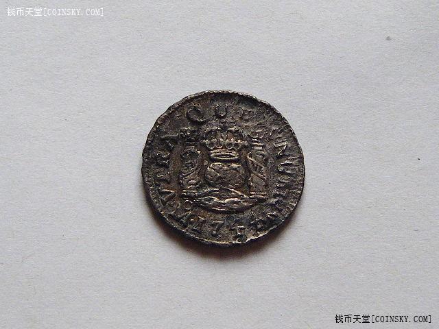 西属墨西哥双地球1744年1/2r双柱银币