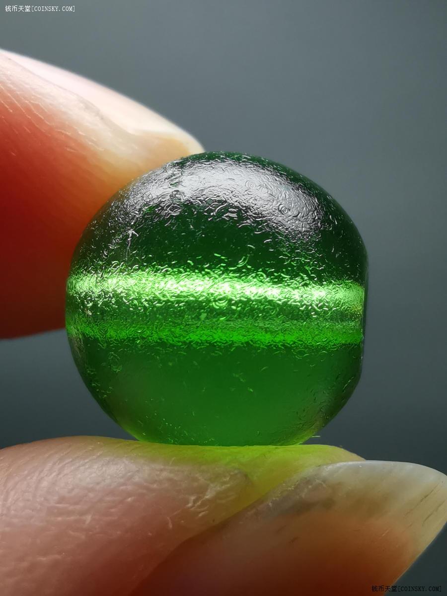 钱币天堂·交易区详情·柳人魏 清仿阳绿翡翠琉璃珠 多宝百搭首选
