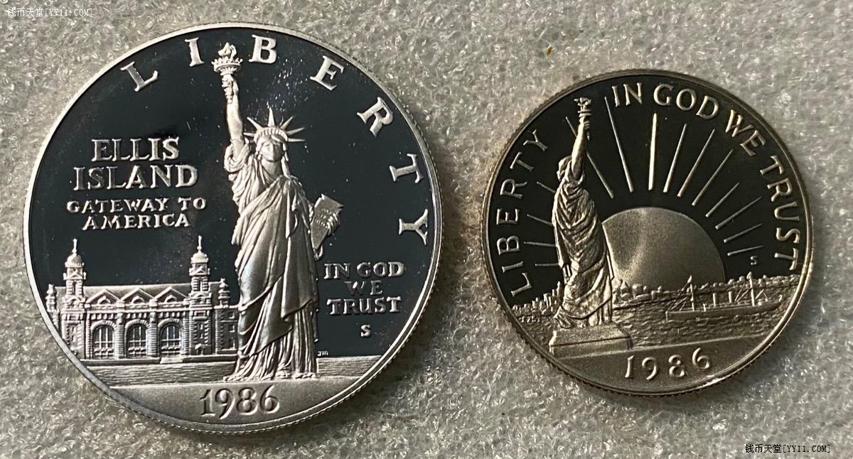 钱币天堂·交易区详情·小白鼠-美国1986年自由女神纪念币一套 一银一