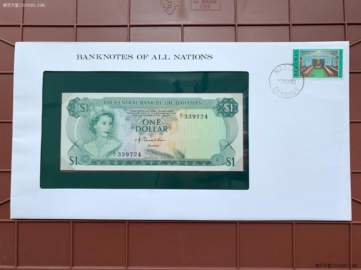钱币天堂·交易区详情·世界各国纸币1974年巴哈马1美元钞票unc