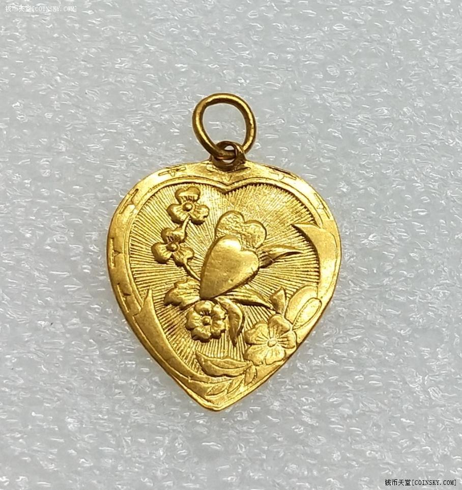 早期上海 顺典 9999 心心相印,花好月圆 金锁片3.95克