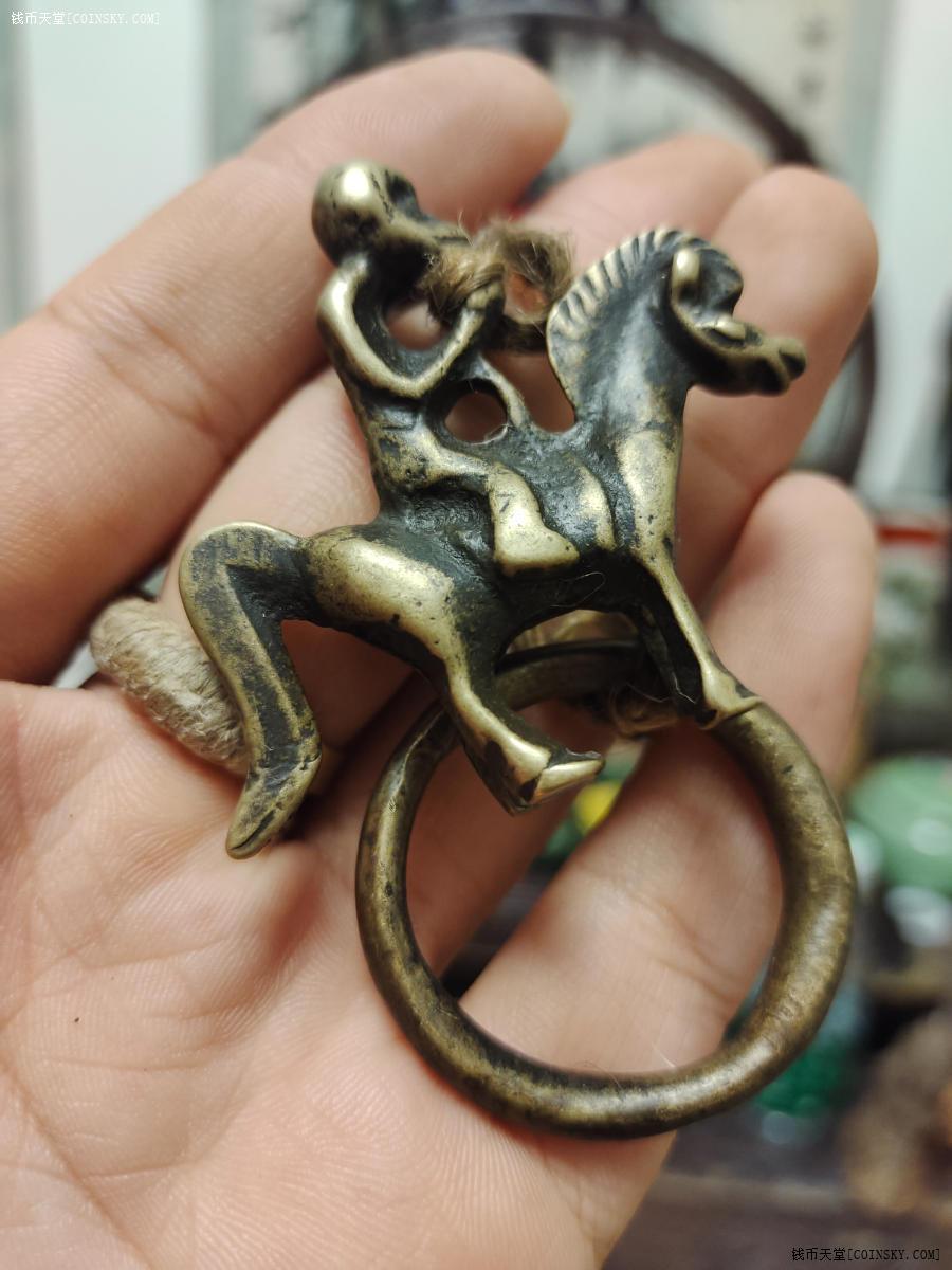 钱币天堂·交易区详情·民国左右 老铜马上封侯 猴马铜摆件 全品带铜