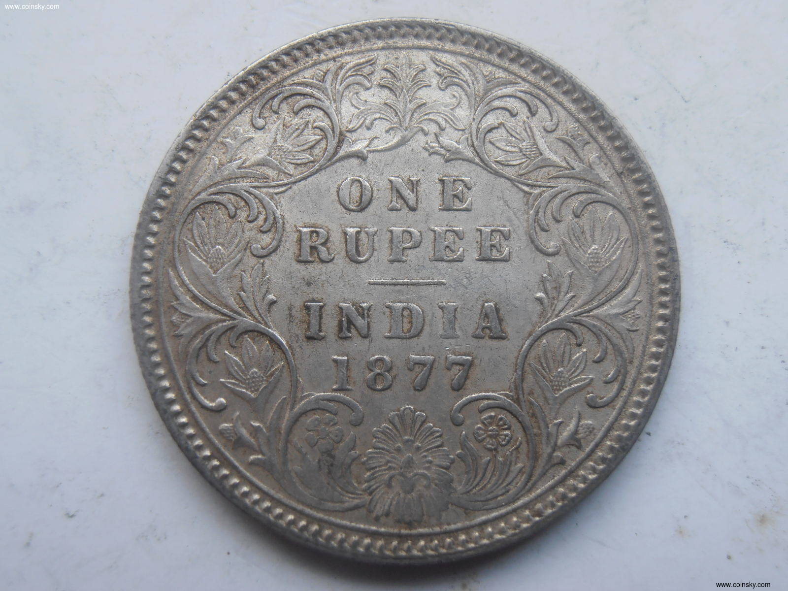 英属印度1877年好品相1卢比银币特价