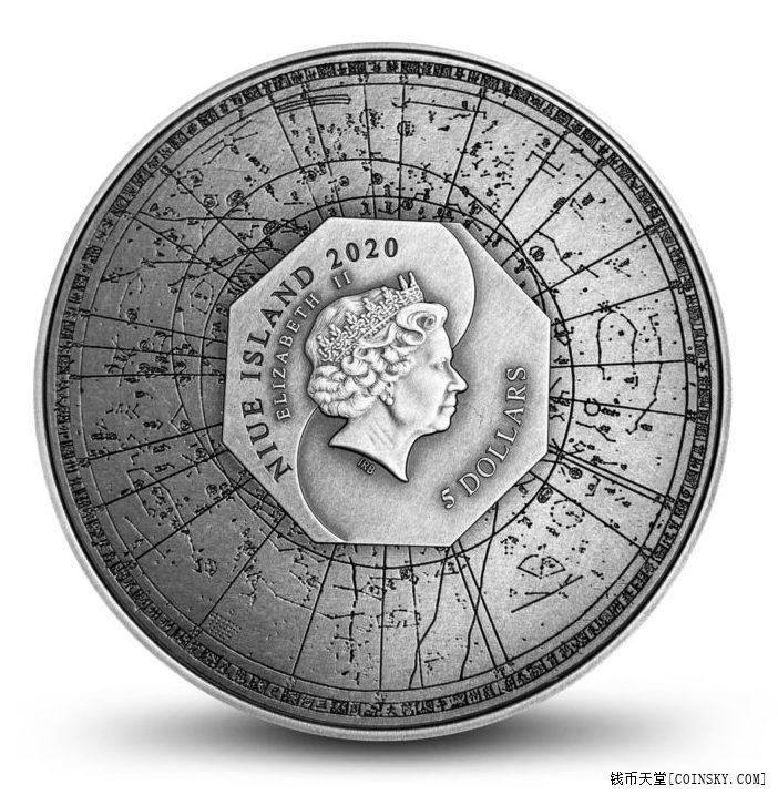 纽埃2020年四大神兽东方青龙仿古高浮雕银包铜双金属币