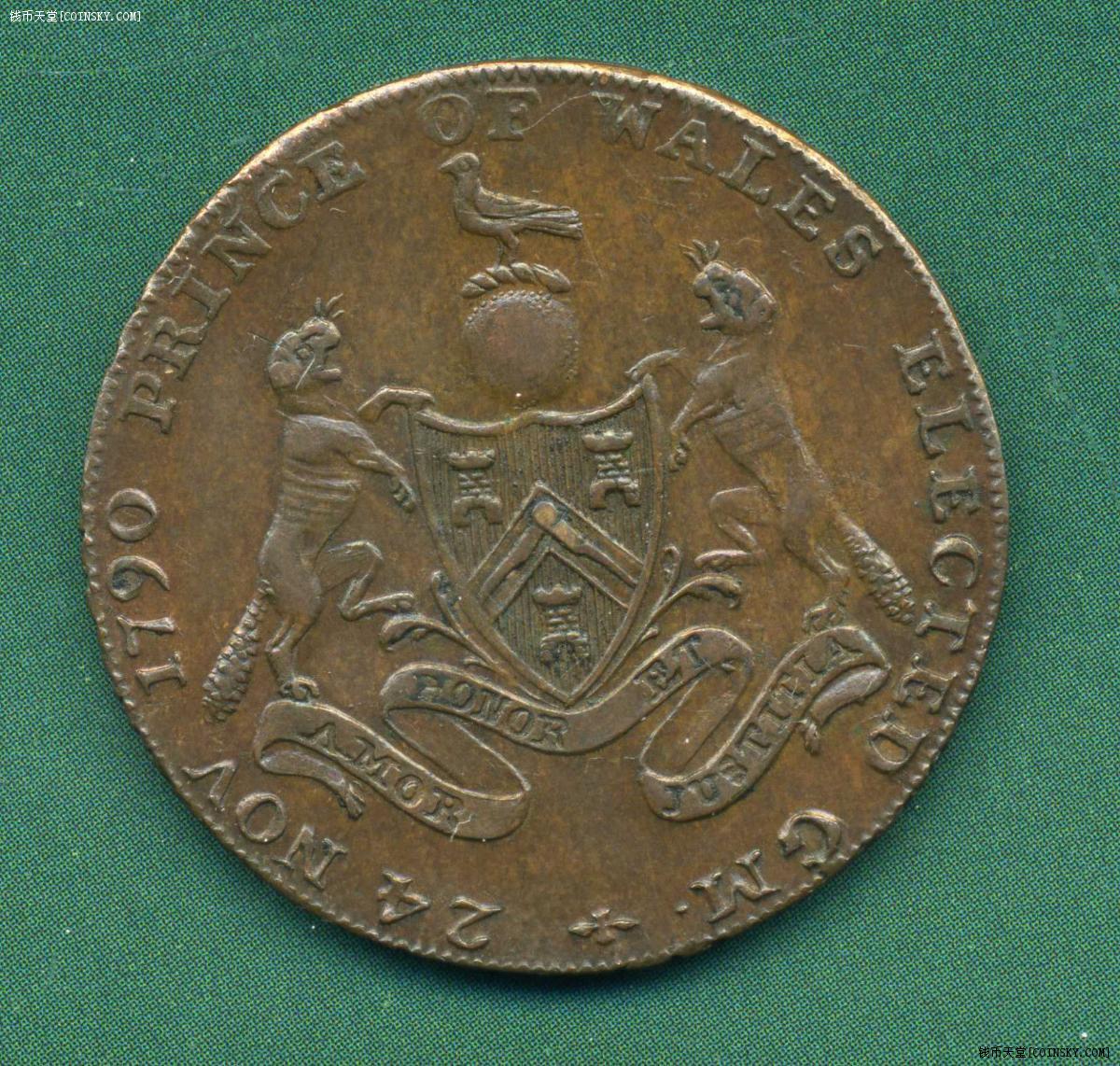 英国1794年米德尔塞克斯半便士代用币好品少见