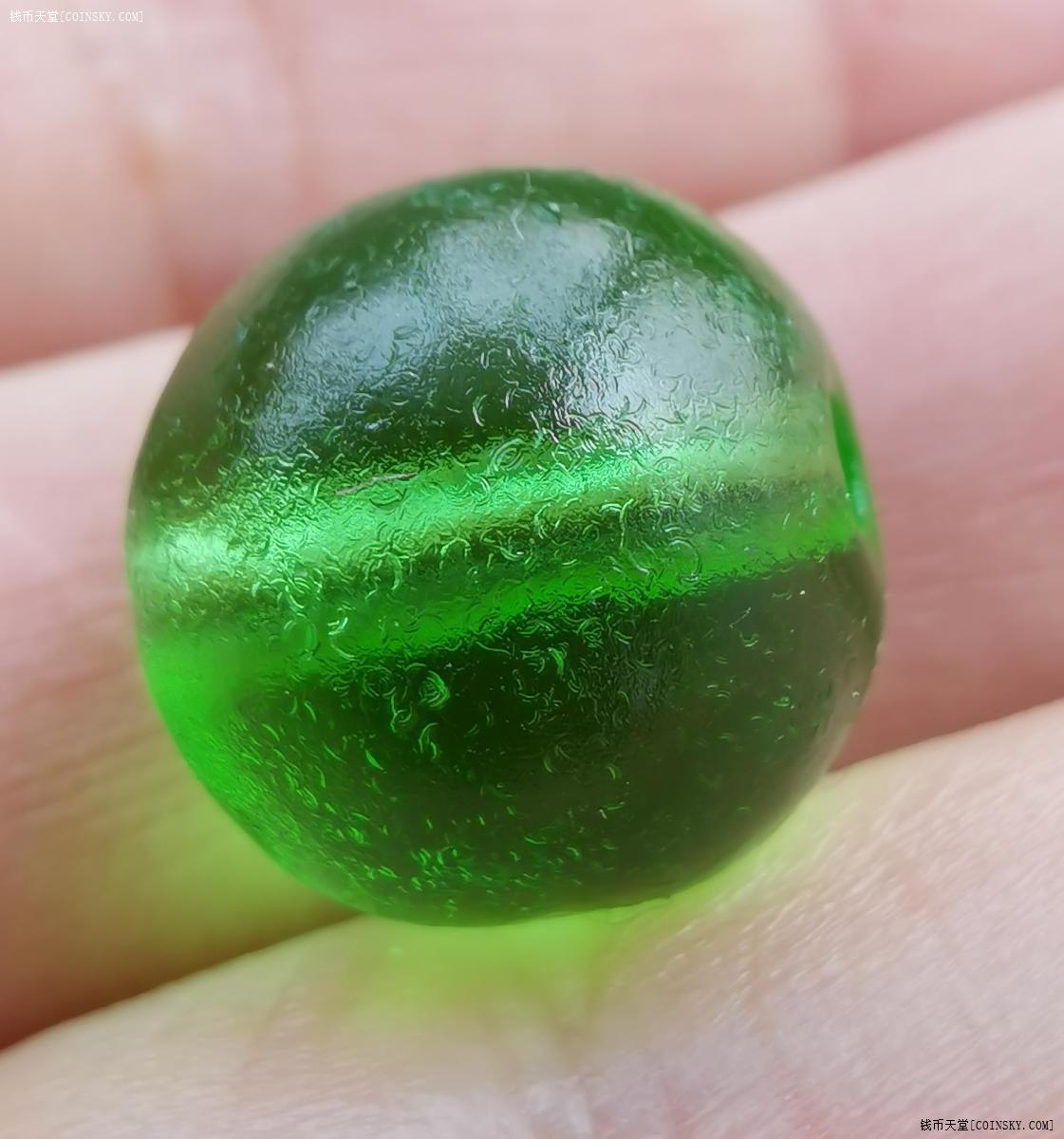 钱币天堂·交易区详情·玩老货的来 大美清朝 阳绿琉璃珠 精品古珠
