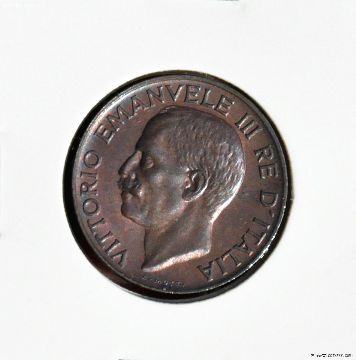 意大利1933年5分铜币unc