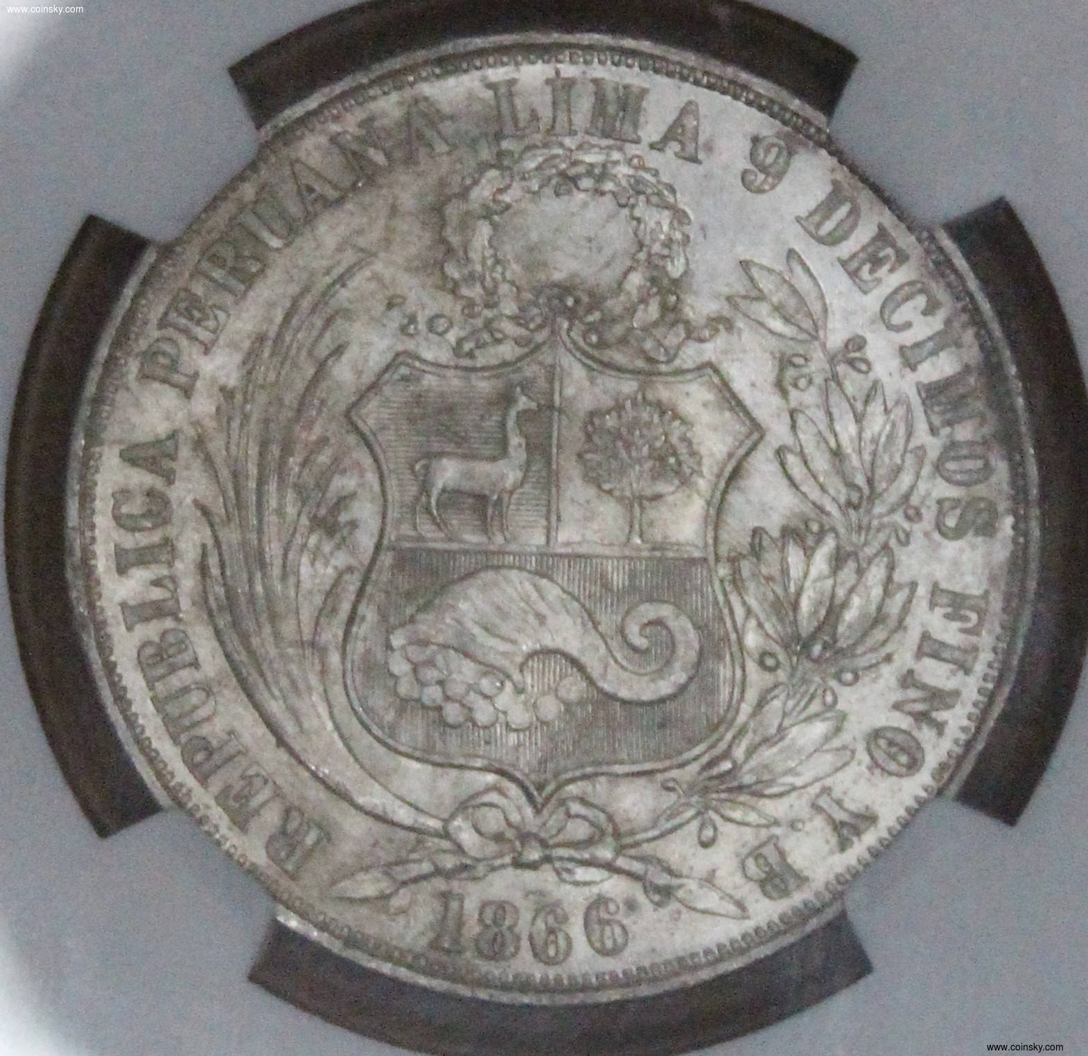 钱币天堂·交易区详情·【ngc ms63】 1866/56秘鲁坐人大银币