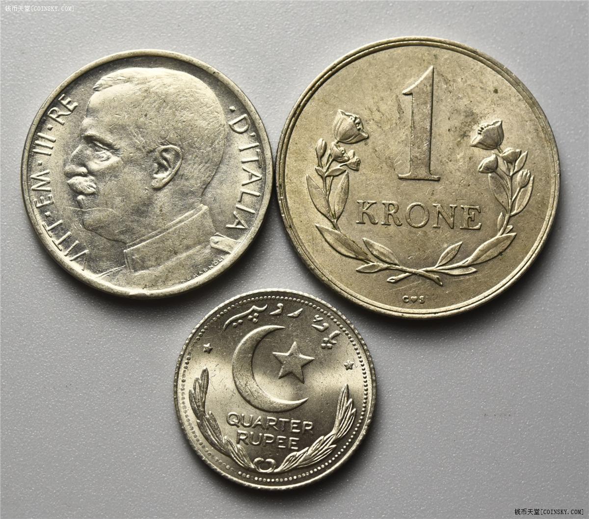 钱币天堂·交易区详情·unc 格陵兰,巴基斯坦,意大利钱币三枚