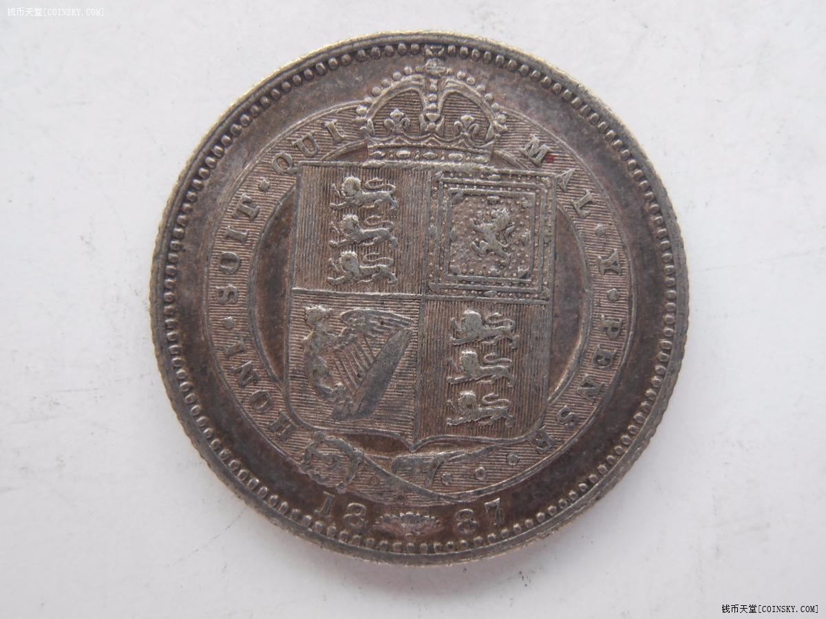 英国1887年好品相1先令银币特价