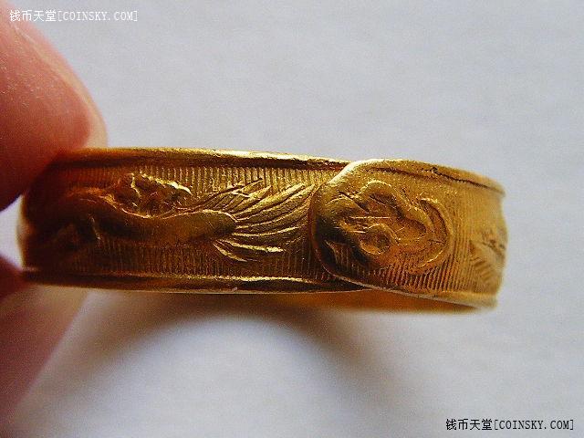 清末民国甲老天宝天足赤财龙凤戏珠金戒指543克
