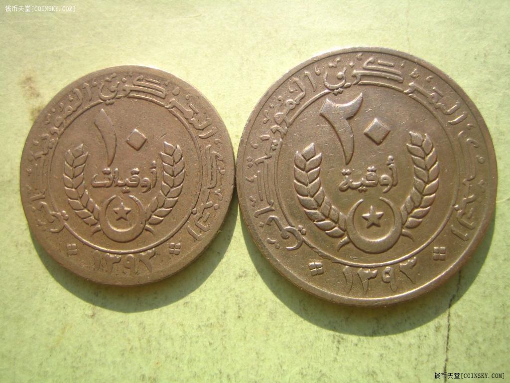1973年毛里塔尼亚10,20乌吉亚一对
