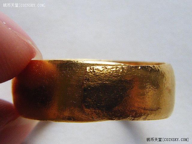 清末民国九大银楼戊裘天宝天足赤文泥鳅背金戒指1