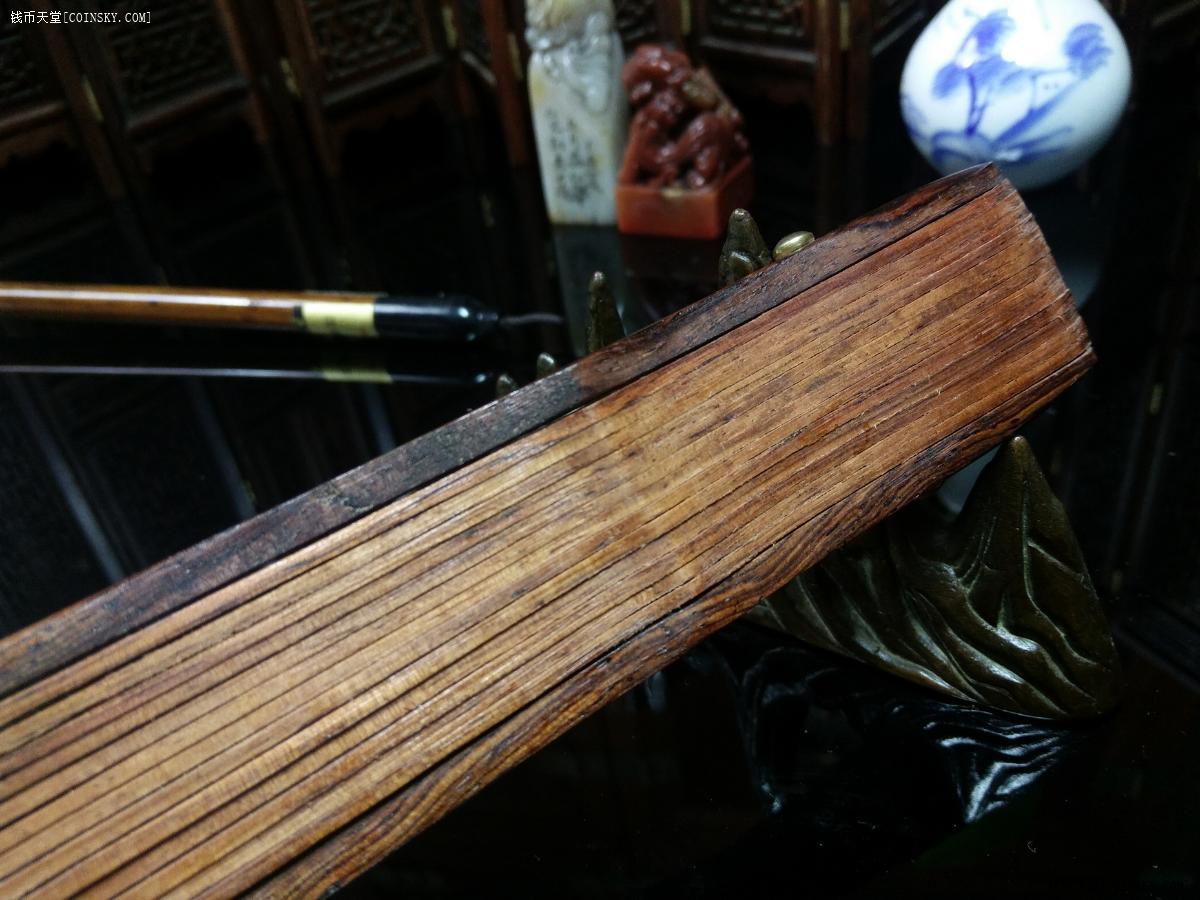 钱币天堂·交易区详情·黄花梨 虎皮纹 10寸折扇 花纹苍劲有力