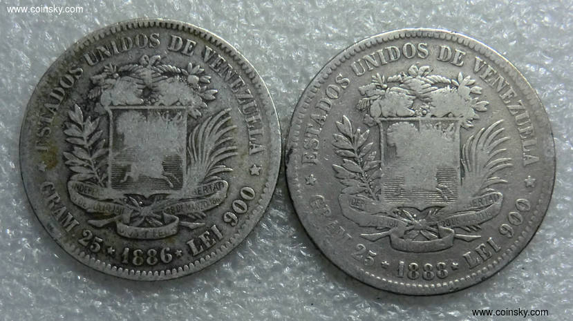 钱币天堂·交易区详情·原味 委内瑞拉 5玻利瓦尔大银币(2枚)