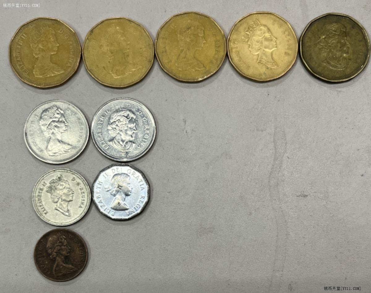 钱币天堂·交易区详情·10枚1954年到2007年加拿大硬币面值5.61加元