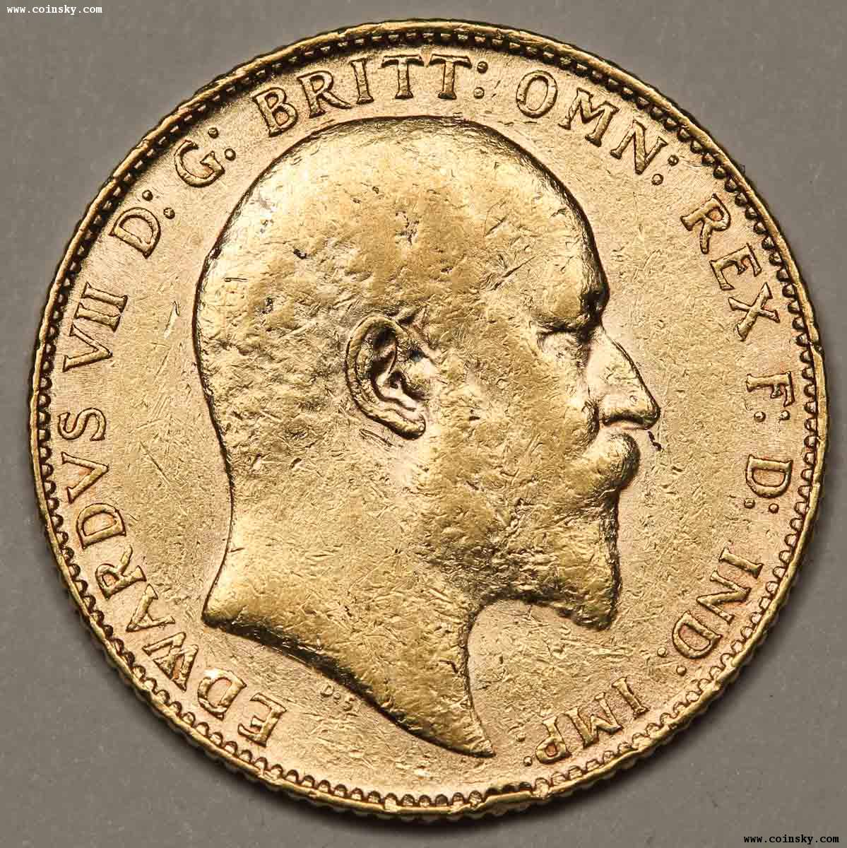 钱币天堂·交易区详情·1907年 英国马剑 8克 22k 1磅金币 爱德华7世