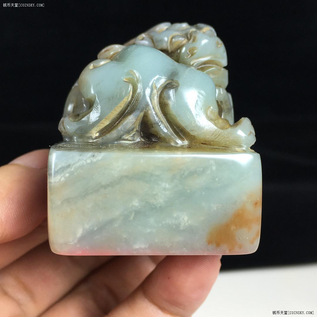 钱币天堂·交易区详情·精品寿山石天蓝冻石兽纽闲章印章d004605
