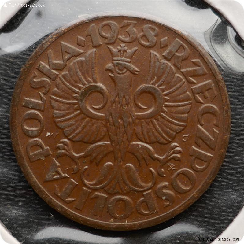 台湾藏家流出19xx年波兰1,5groszy铜币1对(原铜光)