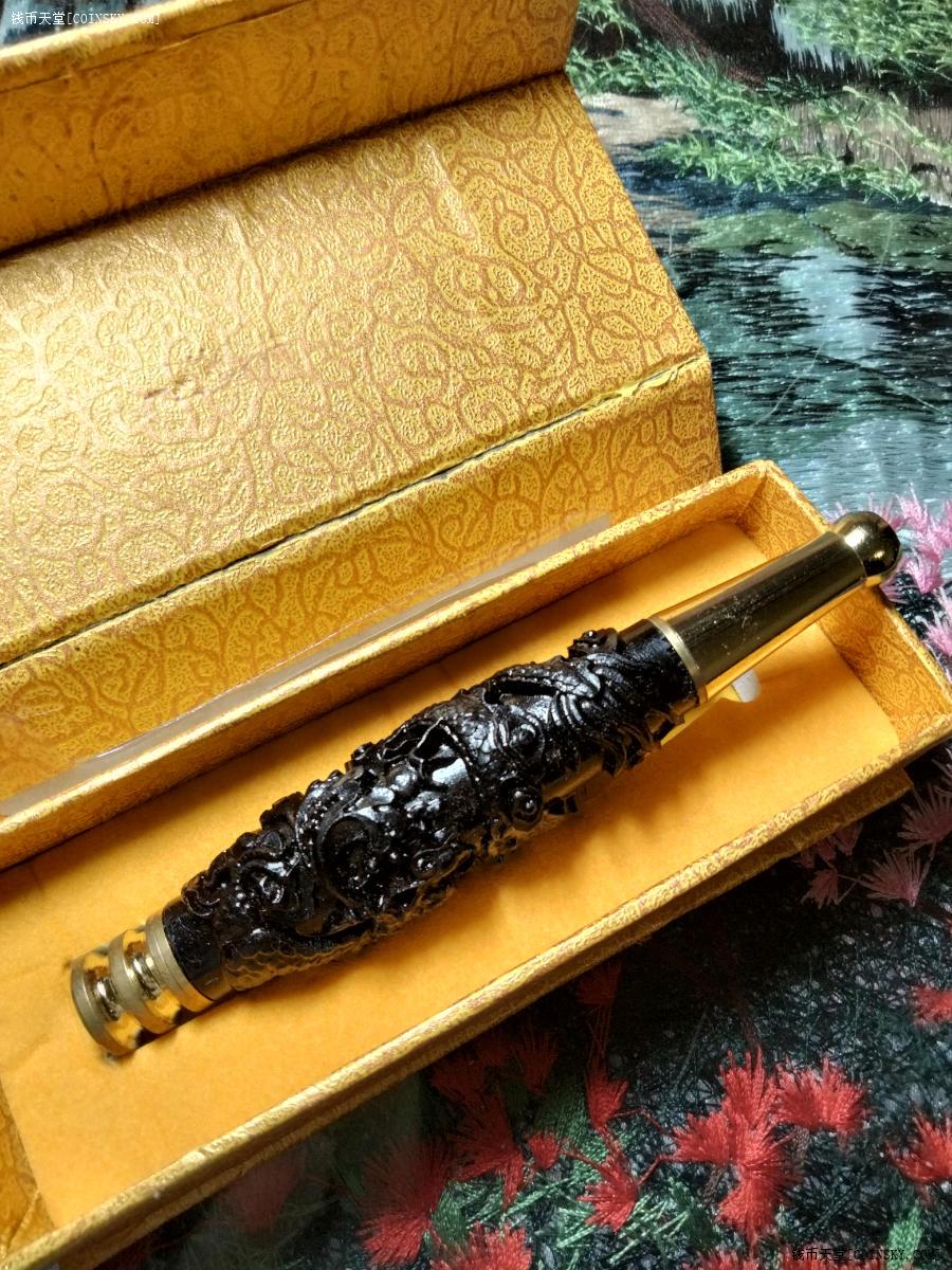 黑檀木雕刻龙纹过滤烟嘴长105cm送礼盒