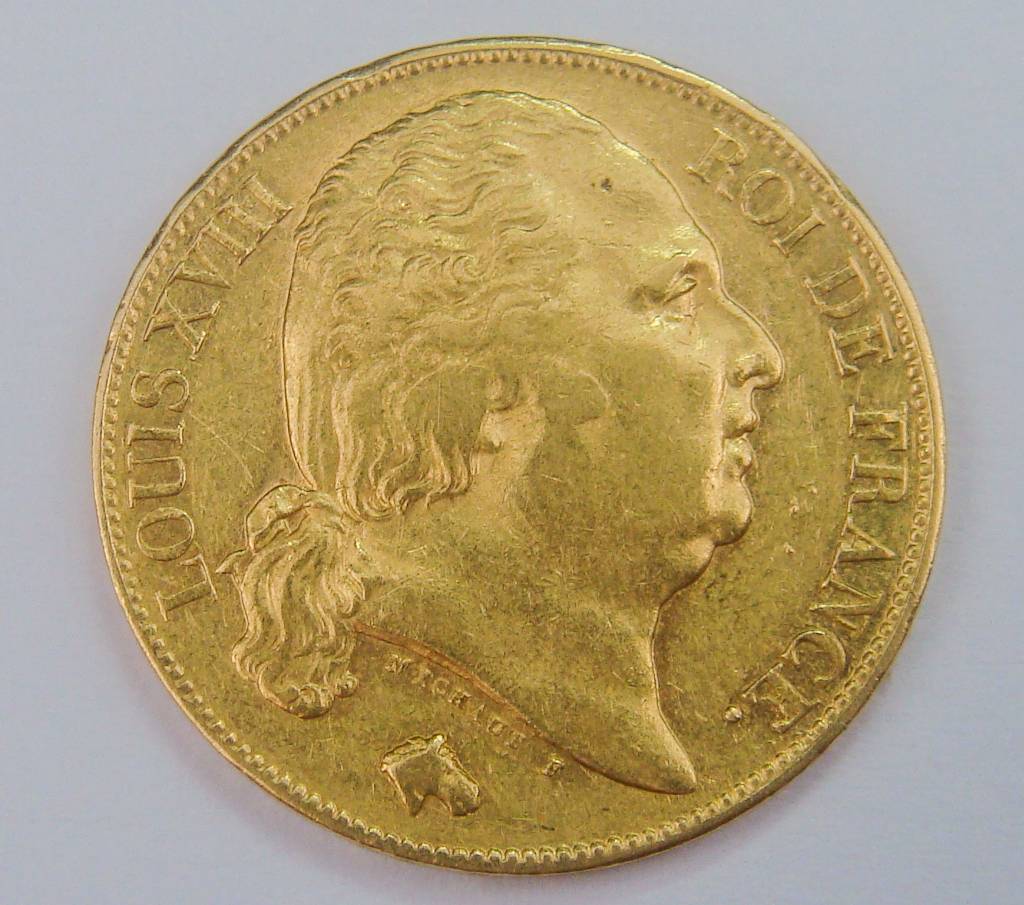 1824年法国路易十八20法郎金币