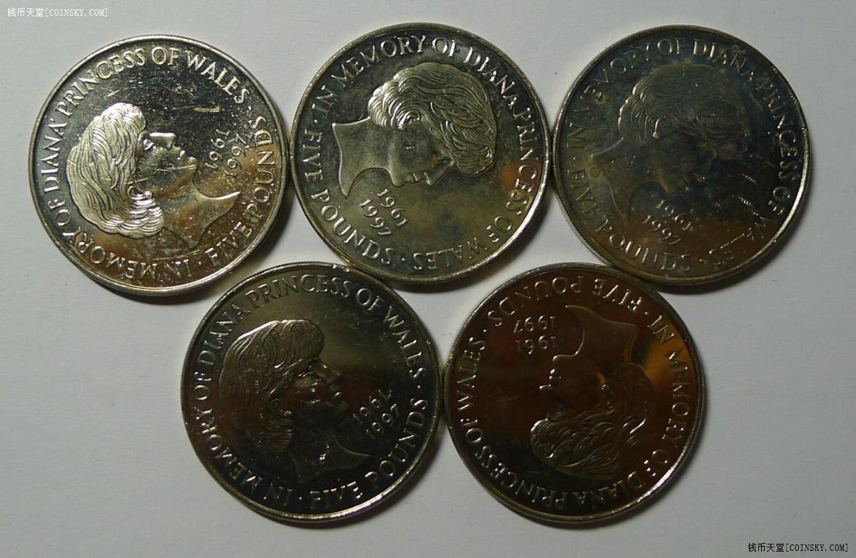 钱币天堂·交易区详情·1999年英国5镑克朗币5枚
