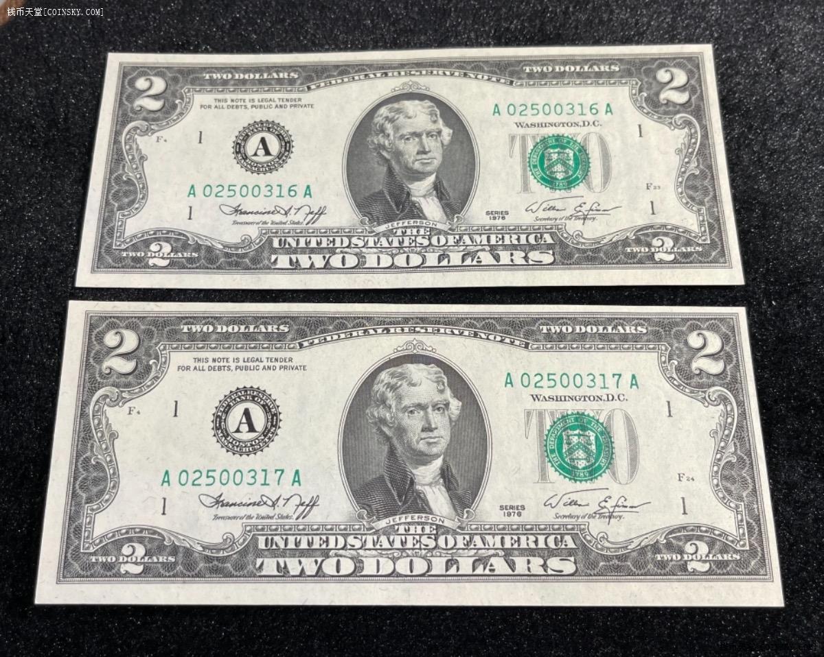 钱币天堂·交易区详情·美国1976年版2美元两张