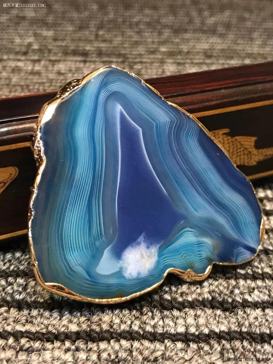 钱币天堂·交易区详情·天然天空蓝 极光缠丝 玛瑙1