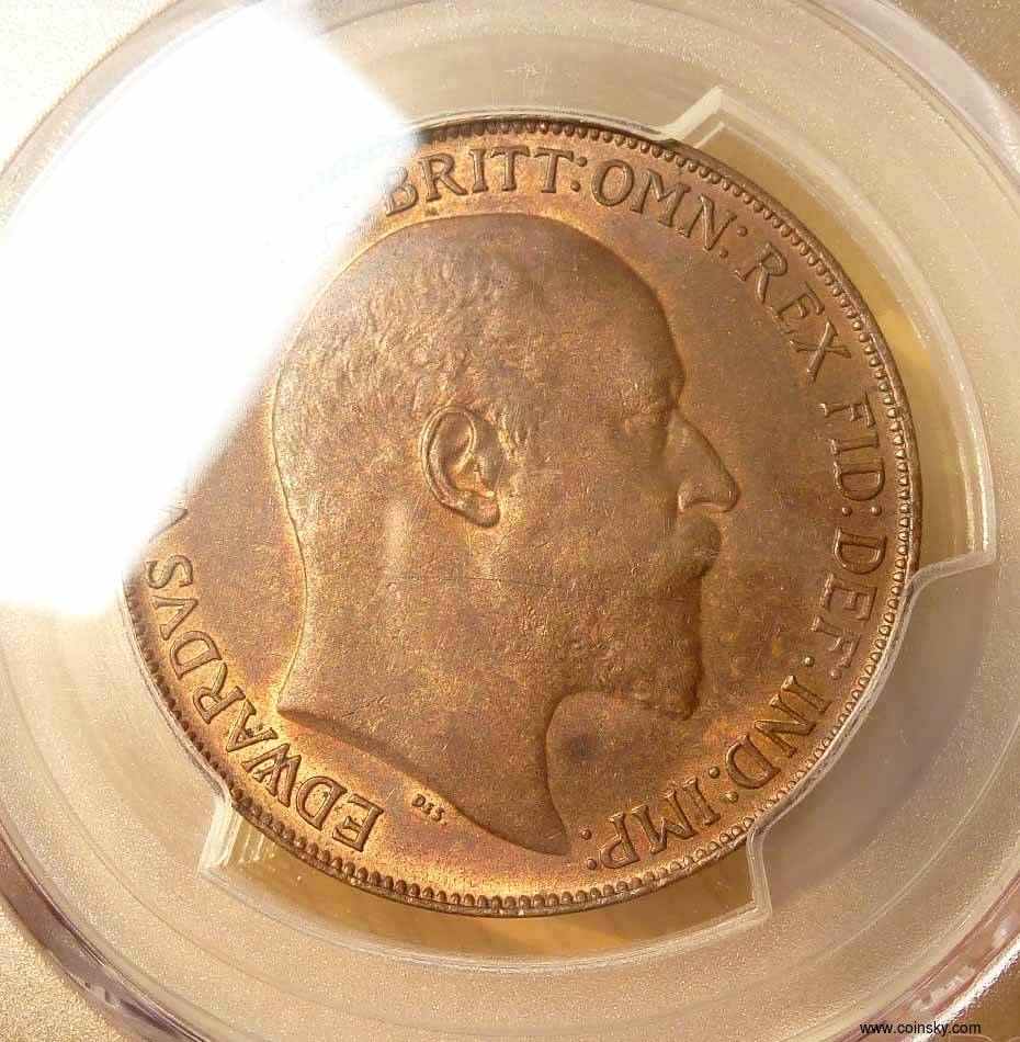 钱币天堂·交易区详情·英国1908年爱德华七世一便士 pcgs ms64 bu