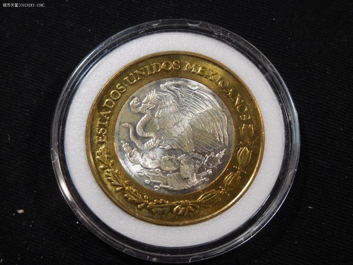 钱币天堂·交易区详情·墨西哥2003年 100比索 中心银外镶合金金属