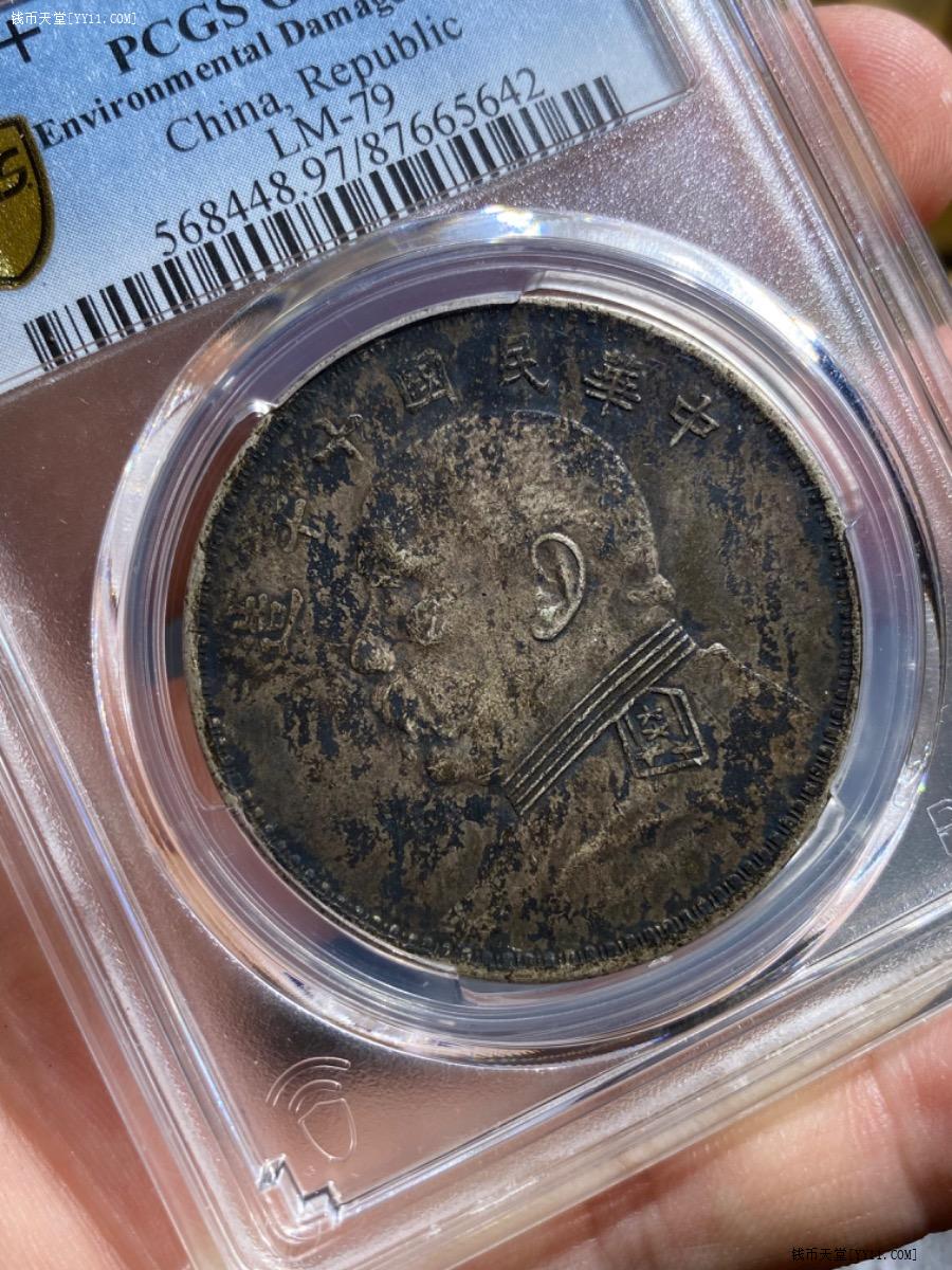 钱币天堂·交易区详情·PCGS XF97 大背逆酱彩十年大头，背逆60度左右