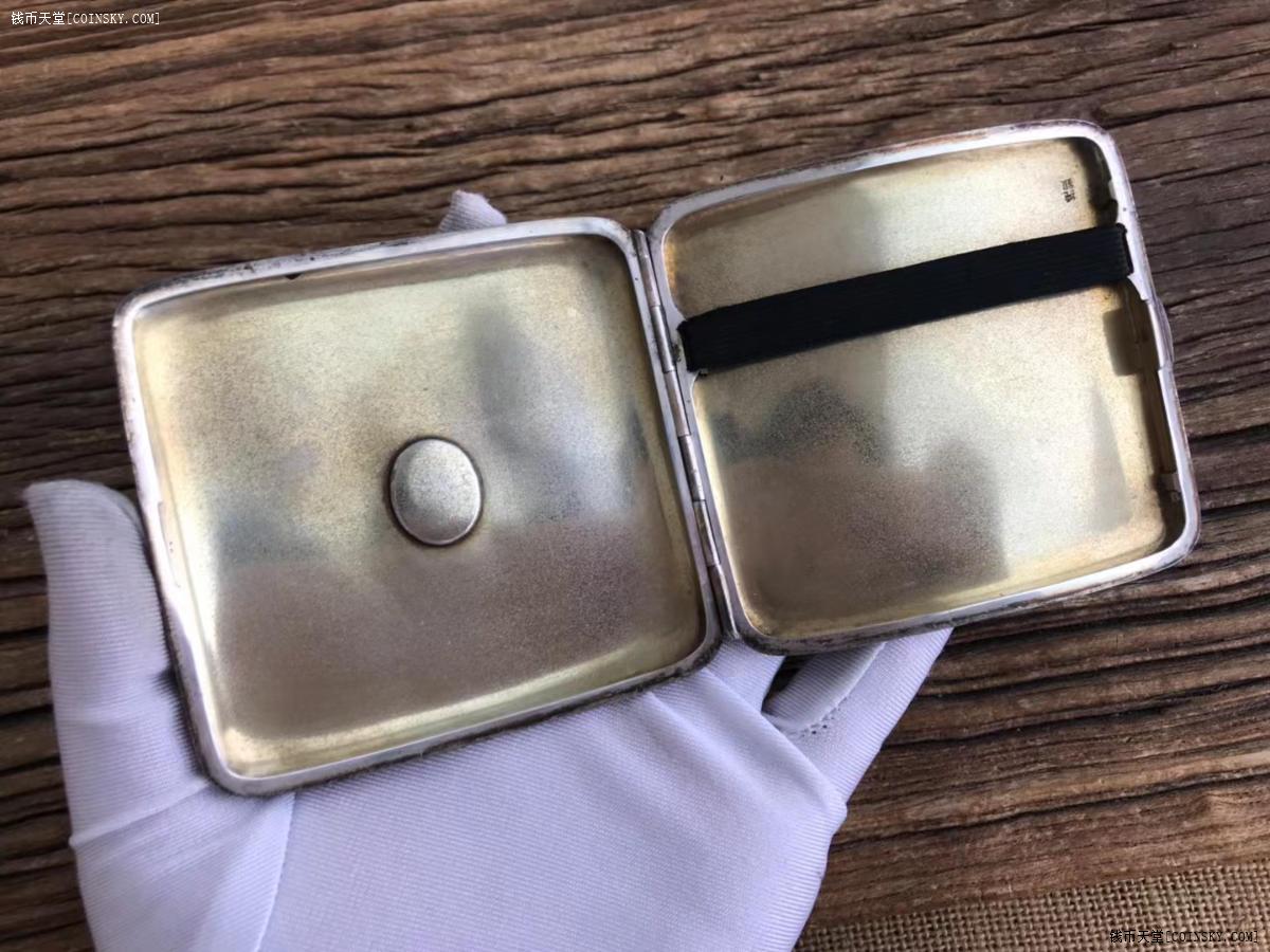 没有过滤嘴,也可当名片盒盒面雕刻唐草纹也叫卷草纹日本纯银烟盒～长