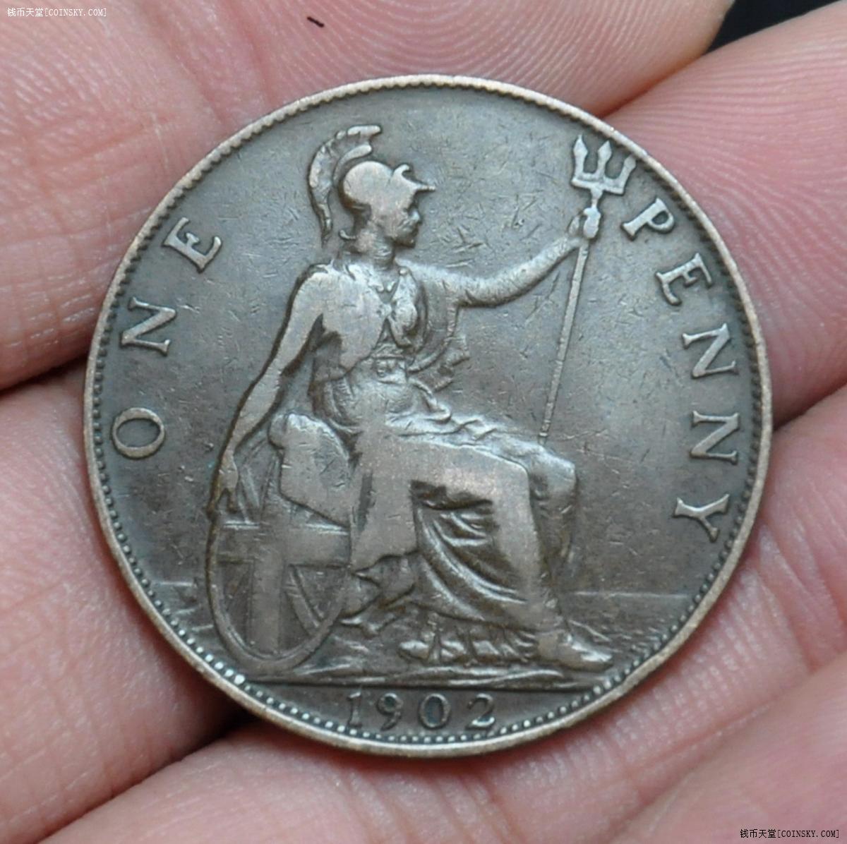 英国1902年爱德华七世1便士铜币