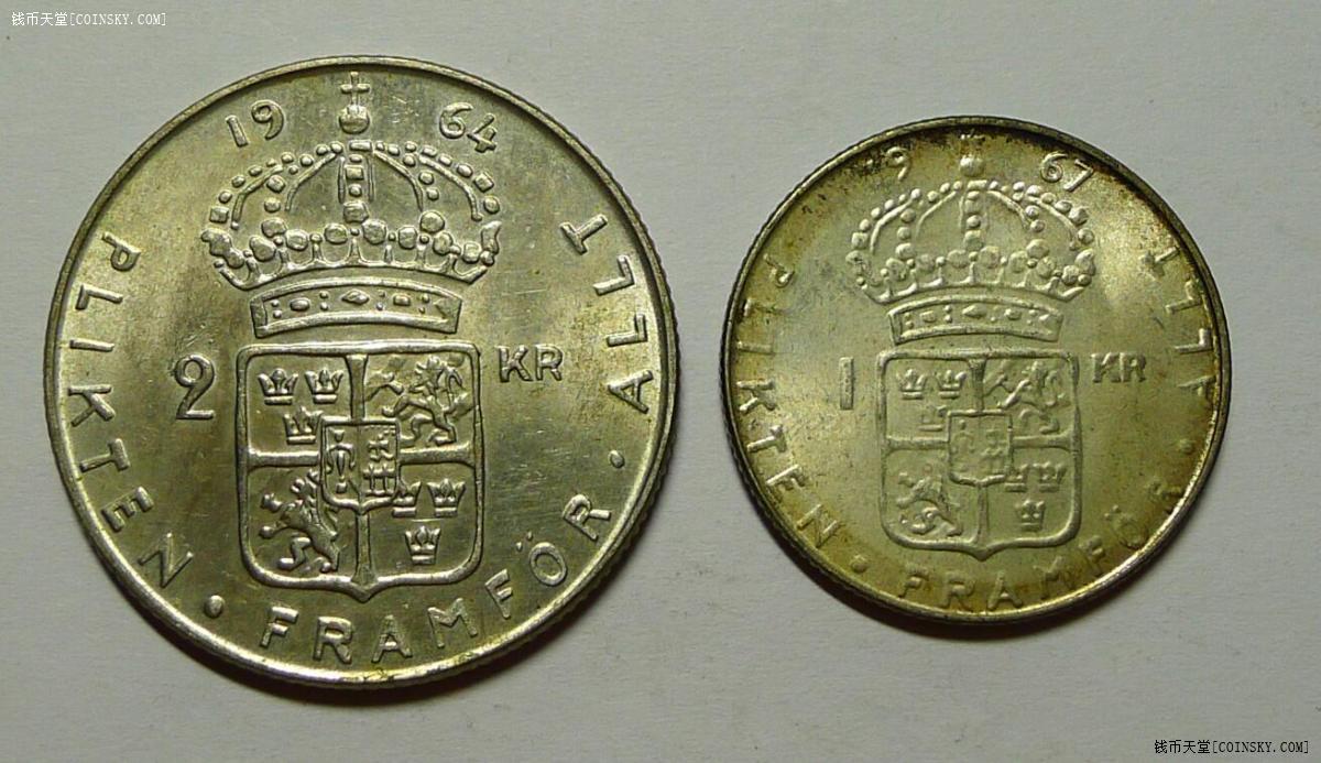钱币天堂·交易区详情·瑞典1克朗2克朗银币各1枚