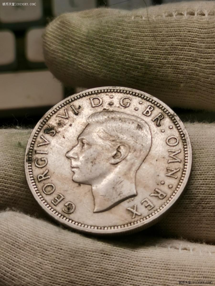 钱币天堂·交易区详情·【底光近未品】1949年英国乔治六世半克朗镍币