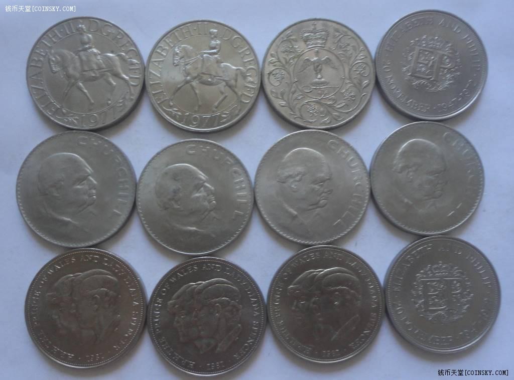 钱币天堂·交易区详情·英国1克朗型25便士大镍币12个一起拍