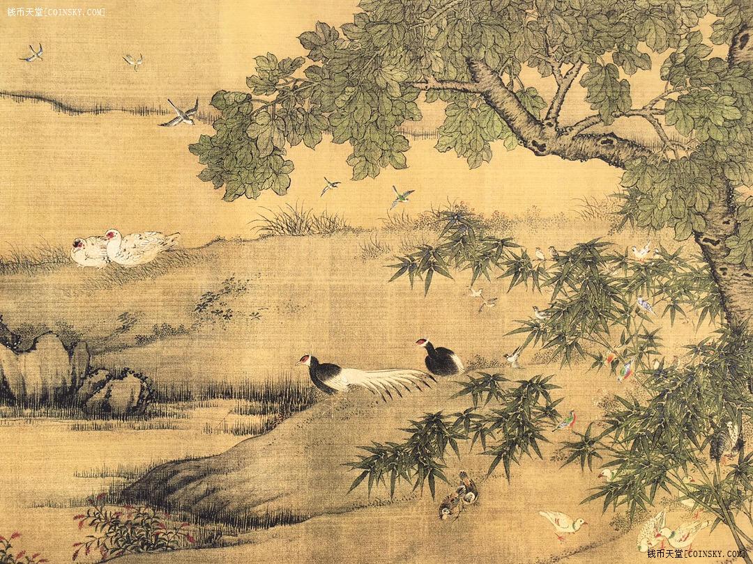 钱币天堂·交易区详情·《百鸟朝凤图卷 》长卷绢布画400*71厘米