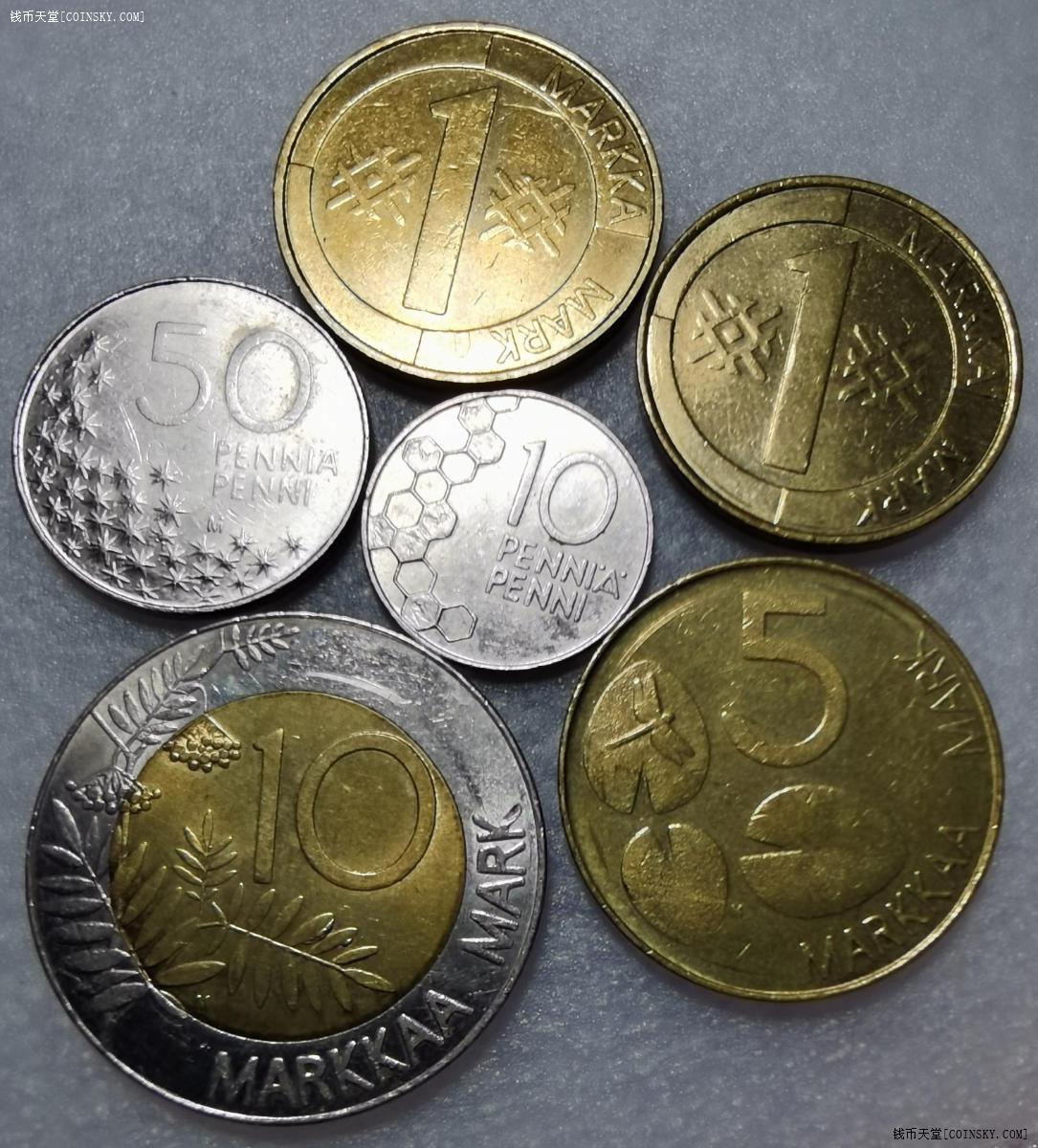 钱币天堂·交易区详情·裸拍 芬兰早期钱币一组六枚(动物)