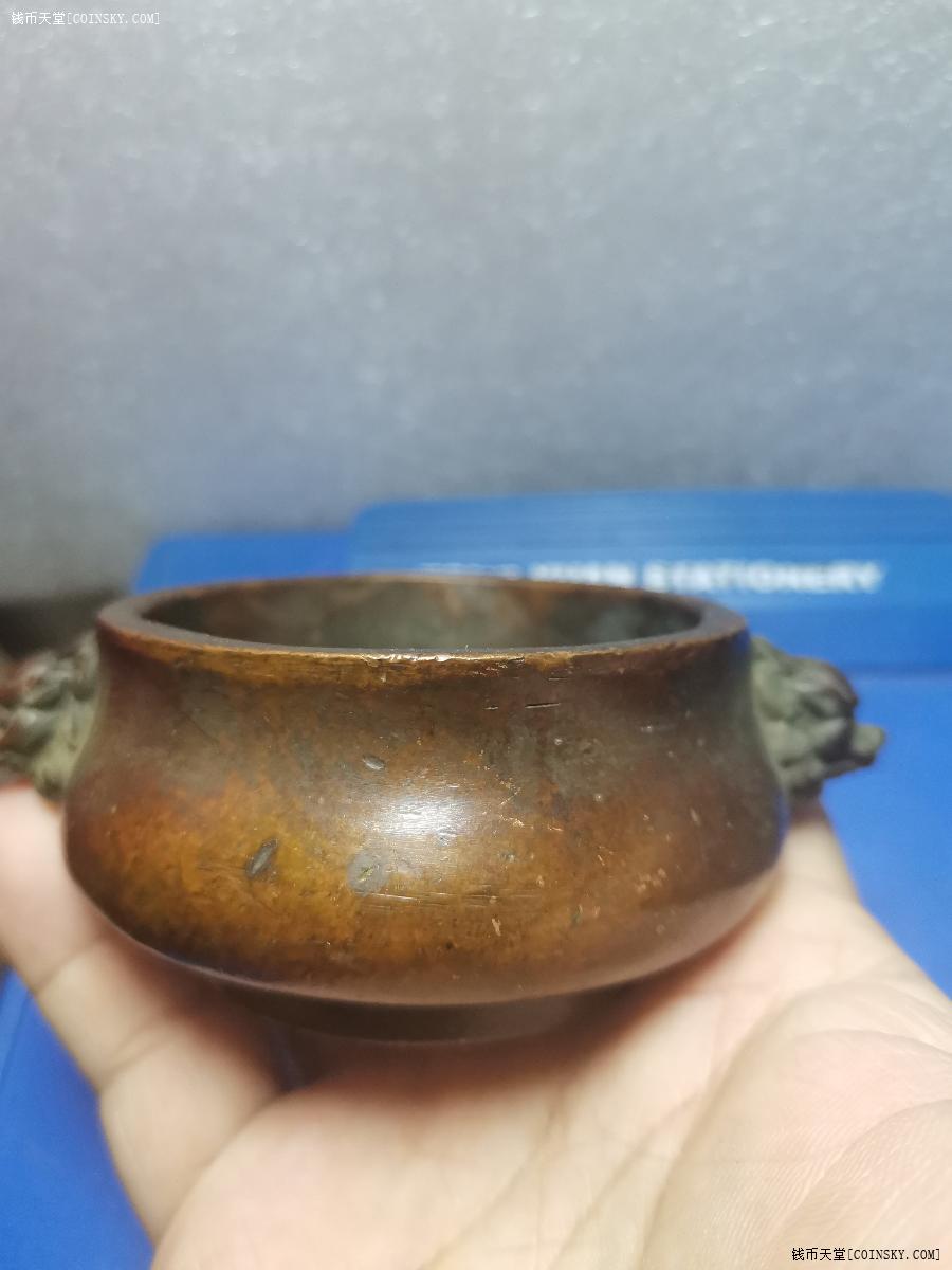 陈巧生象鼻耳香炉个大带款做工精细包浆漂亮