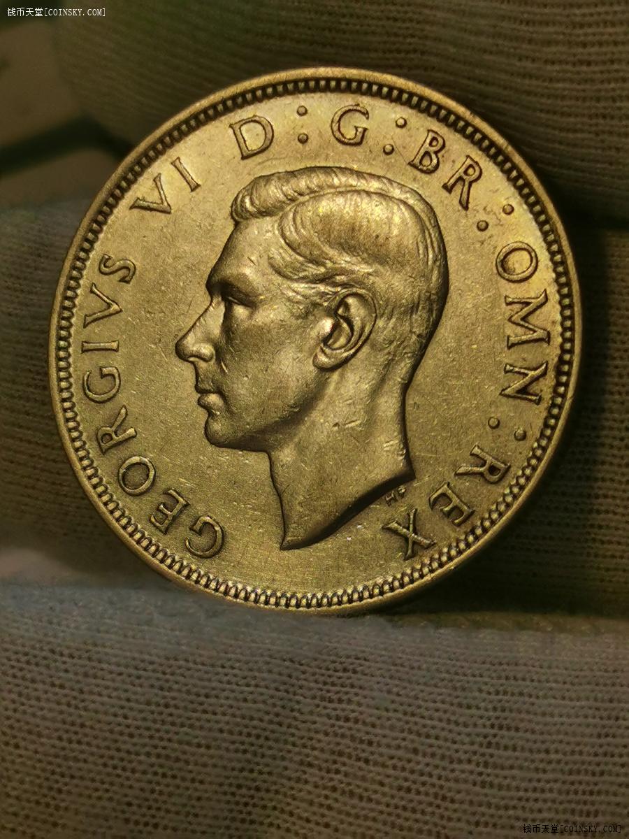 钱币天堂·交易区详情·【黄油光】英国1944年乔治六世半克朗银币