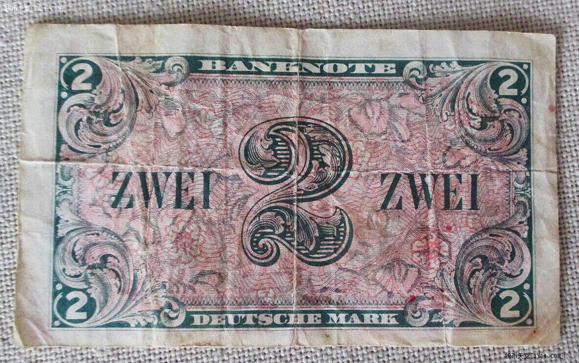德国1948年2马克纸币联邦德国西德首套纸钞