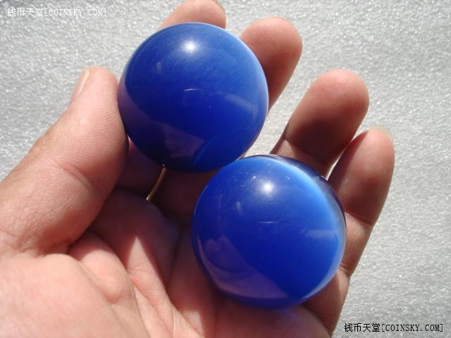 钱币天堂·交易区详情·蓝精 猫眼石手球一对