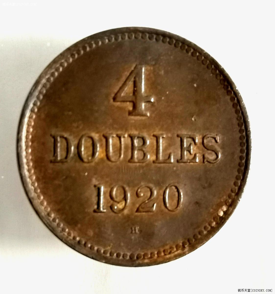 钱币天堂--个人展馆--英属根西岛硬币--英属根西1920年4d铜币