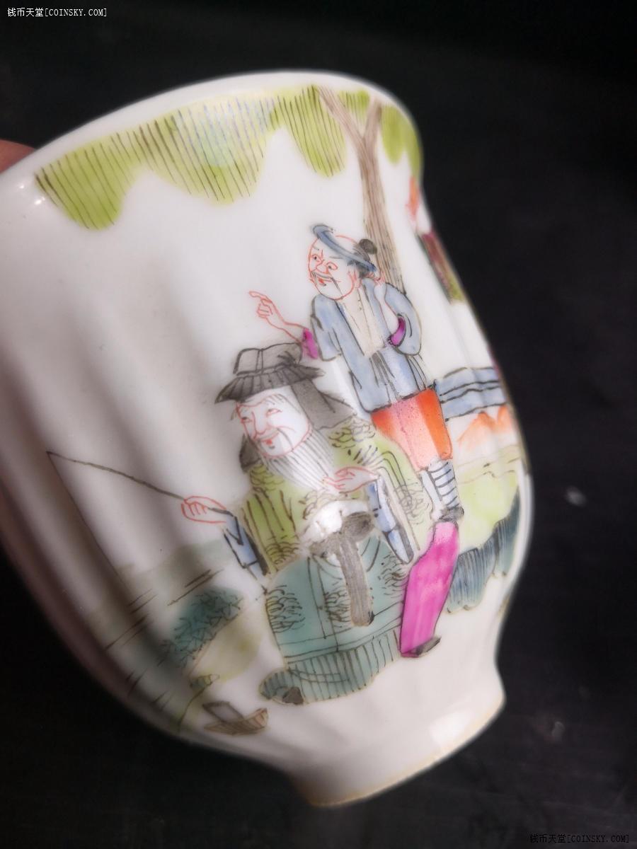 钱币天堂·交易区详情·粉彩 文王访贤文 瓜棱杯