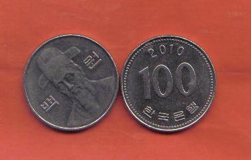 韩国~2010年100元/实物扫描/unc