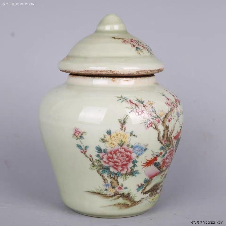 钱币天堂·交易区详情·仿清同治粉彩祥凤来仪茶叶罐民间收藏仿古瓷器