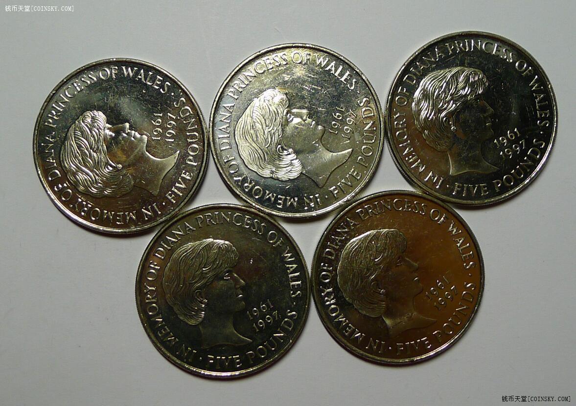 钱币天堂·交易区详情·1999年英国5英镑硬币5枚